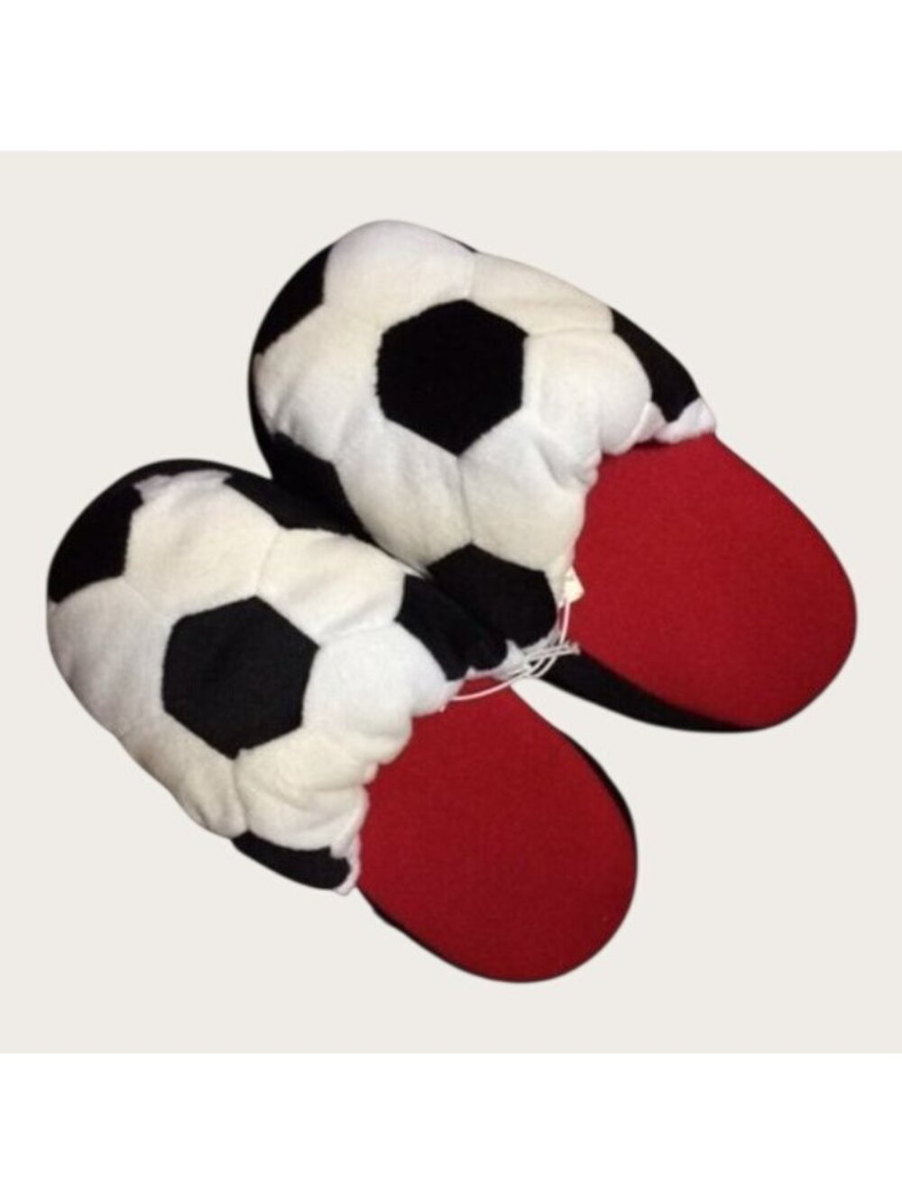 Old Navy Kids Soccer Ball Plush Slippers Medium (12/13) Black & White